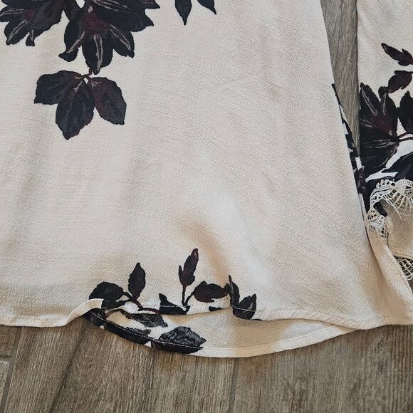 Free People Wanderer Mini Dress Womens Size S Ivory Combo Bell Sleeve Cut Out - Picture 8 of 16